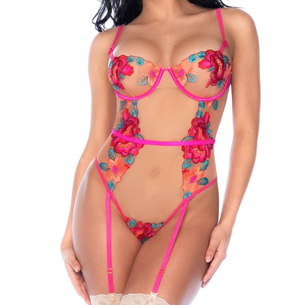 Mapale Sheer Lace Teddy - S/M